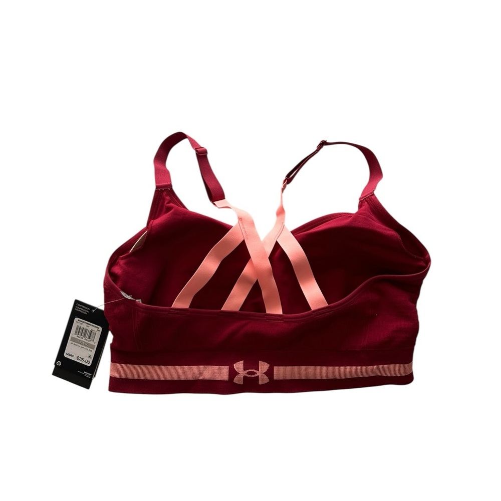 Under Armour Women's Crossback Burgundy and Pink Sports Bra - Picture 3 of 6